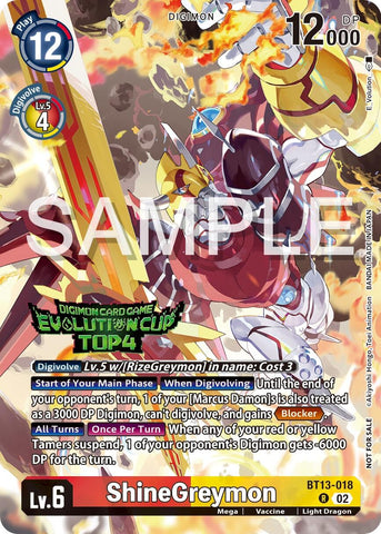 ShineGreymon [BT13-018] (2024 Evolution Cup Top 4) [Versus Royal Knights Booster Promos]