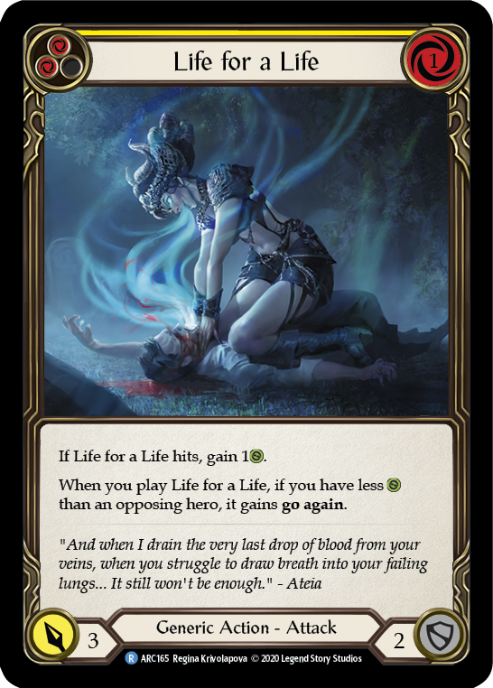 Life for a Life (Yellow) [U-ARC165] (Arcane Rising Unlimited)  Unlimited Rainbow Foil