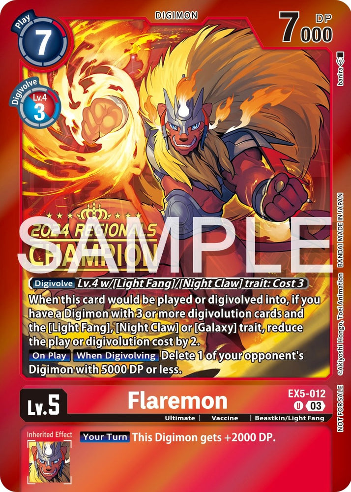 Flaremon [EX5-012] (2024 Regionals Champion) [Animal Colosseum Promos]