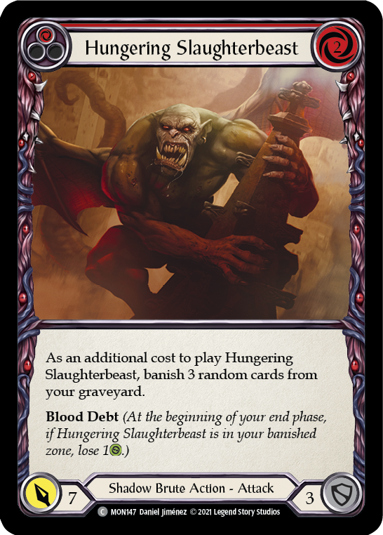 Hungering Slaughterbeast (Red) [MON147-RF] (Monarch)  1st Edition Rainbow Foil